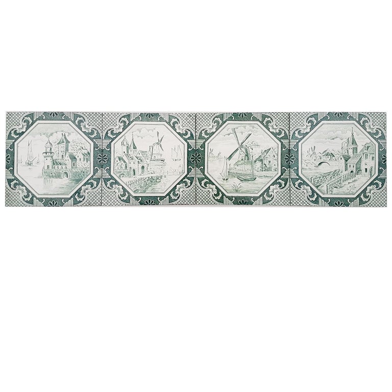 Set of 4 of Ceramic Tiles by Gilliot 'Total 200 Tiles', 1930