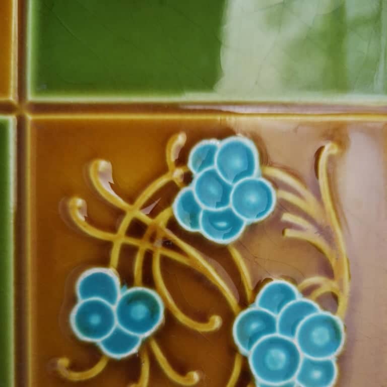 1 of the 40 Art Deco Glased Relief Tiles by Gilliot Frères, Hemiksem, circa 1920