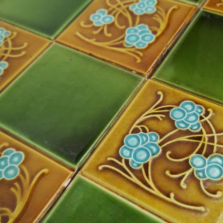 1 of the 40 Art Deco Glased Relief Tiles by Gilliot Frères, Hemiksem, circa 1920