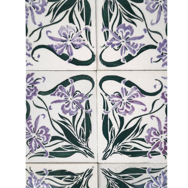 1 of the 40 Art Nouveau Wall Tiles Marque de Fabrique CF, Devres, France, 1920