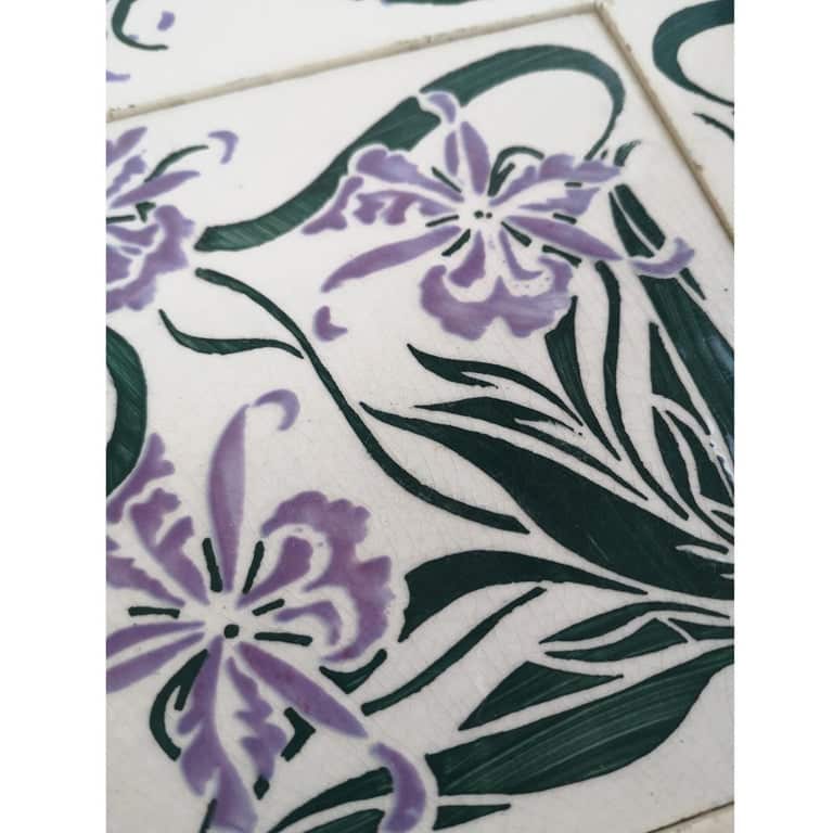 1 of the 40 Art Nouveau Wall Tiles Marque de Fabrique CF, Devres, France, 1920