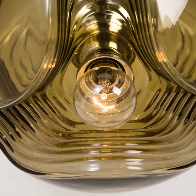 Pair Of Large Koch and Lowy Smoked Glass Wall Sconces/Flush by Peill Putzler