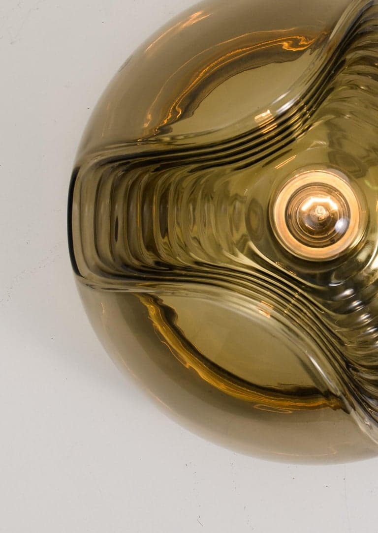 Pair Of Large Koch and Lowy Smoked Glass Wall Sconces/Flush by Peill Putzler