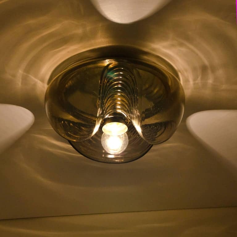 Pair Of Large Koch and Lowy Smoked Glass Wall Sconces/Flush by Peill Putzler