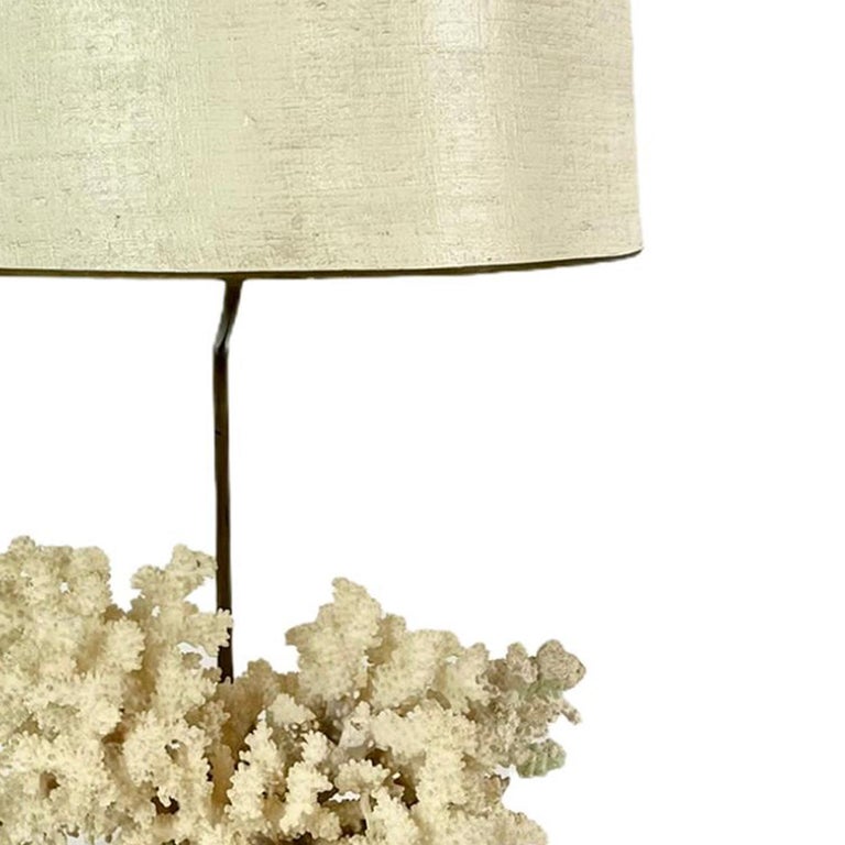 Table Lamp Brass with Coral in the Style of Willy Daro