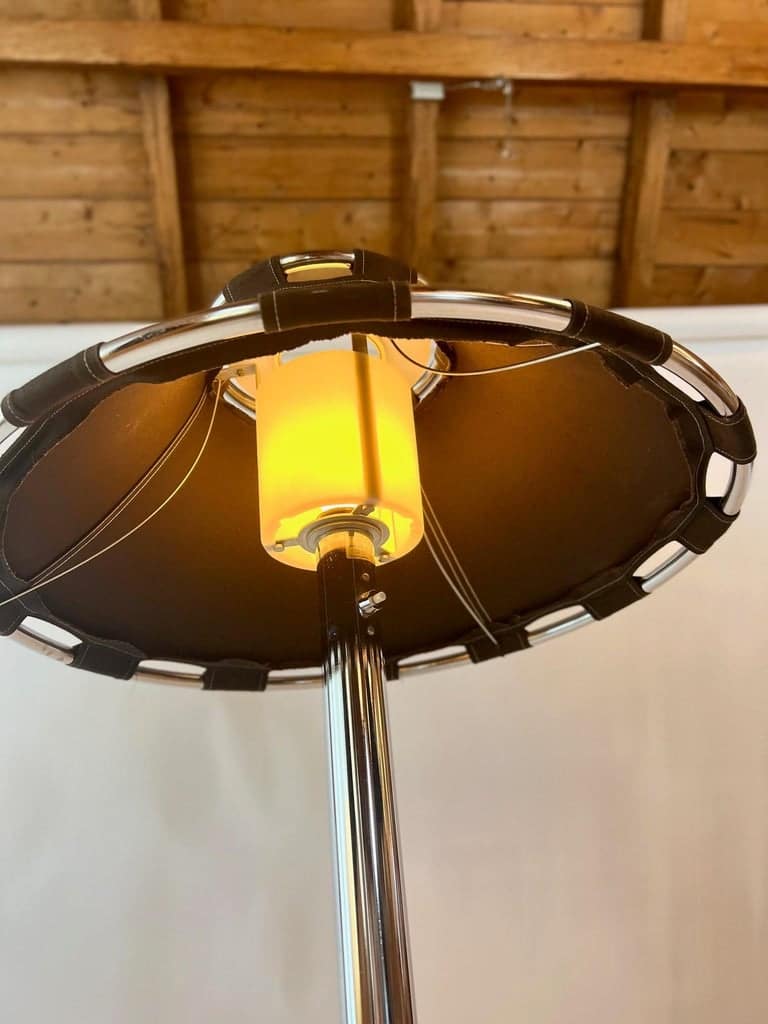 Floor Lamp in Chrome and Black Fabric