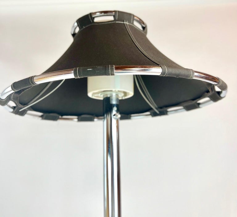 Floor Lamp in Chrome and Black Fabric