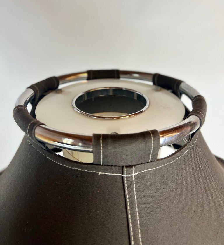 Floor Lamp in Chrome and Black Fabric