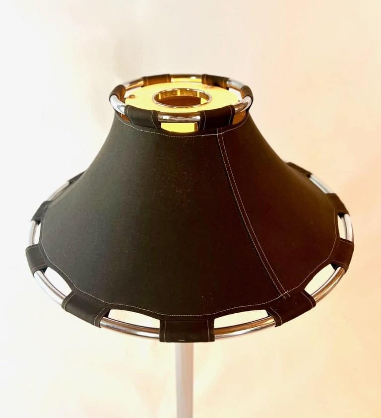 Floor Lamp in Chrome and Black Fabric