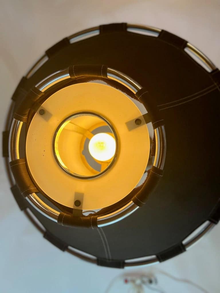 Floor Lamp in Chrome and Black Fabric