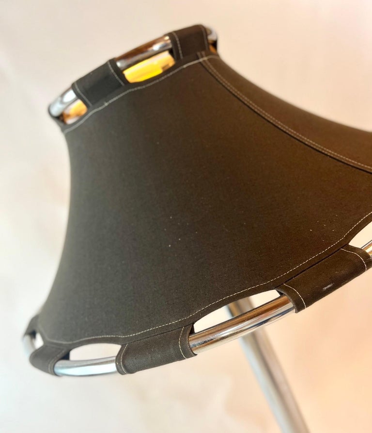 Floor Lamp in Chrome and Black Fabric