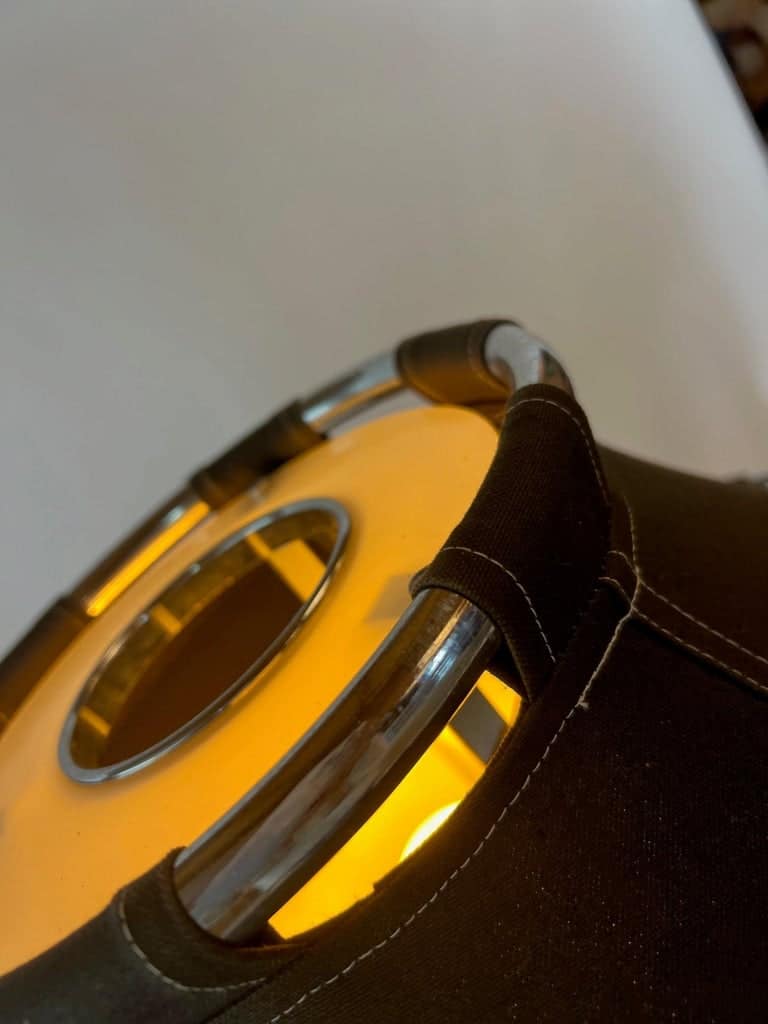 Floor Lamp in Chrome and Black Fabric