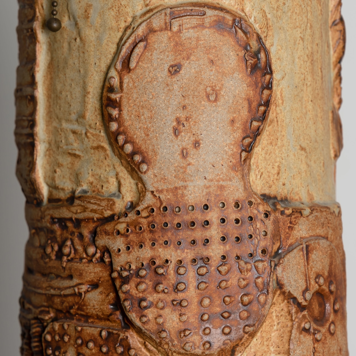 Large B. Rooke Ceramic Lamp, 1960s with Custom Made Silk Lampshade by René Houben