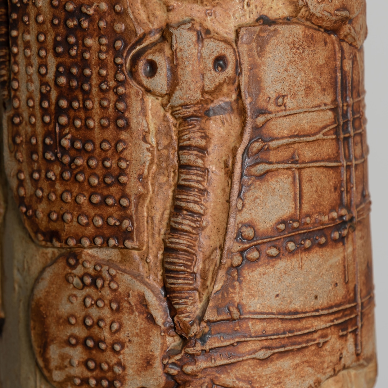 Large B. Rooke Ceramic Lamp, 1960s with Custom Made Silk Lampshade by René Houben