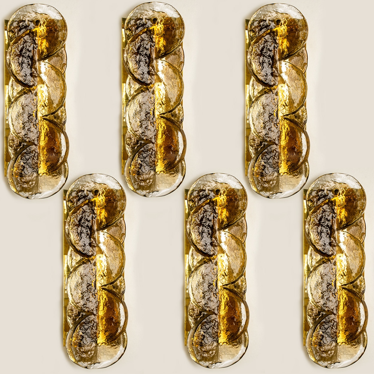 Citrus Swirl Smoked Glass Wall Lights or Sconces from J.T. Kalmar, 1968