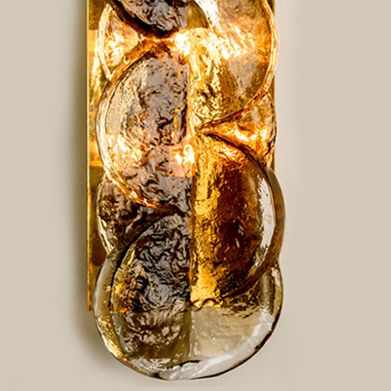 Citrus Swirl Smoked Glass Wall Lights or Sconces from J.T. Kalmar, 1968