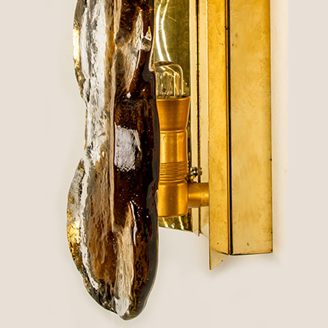 Citrus Swirl Smoked Glass Wall Lights or Sconces from J.T. Kalmar, 1968