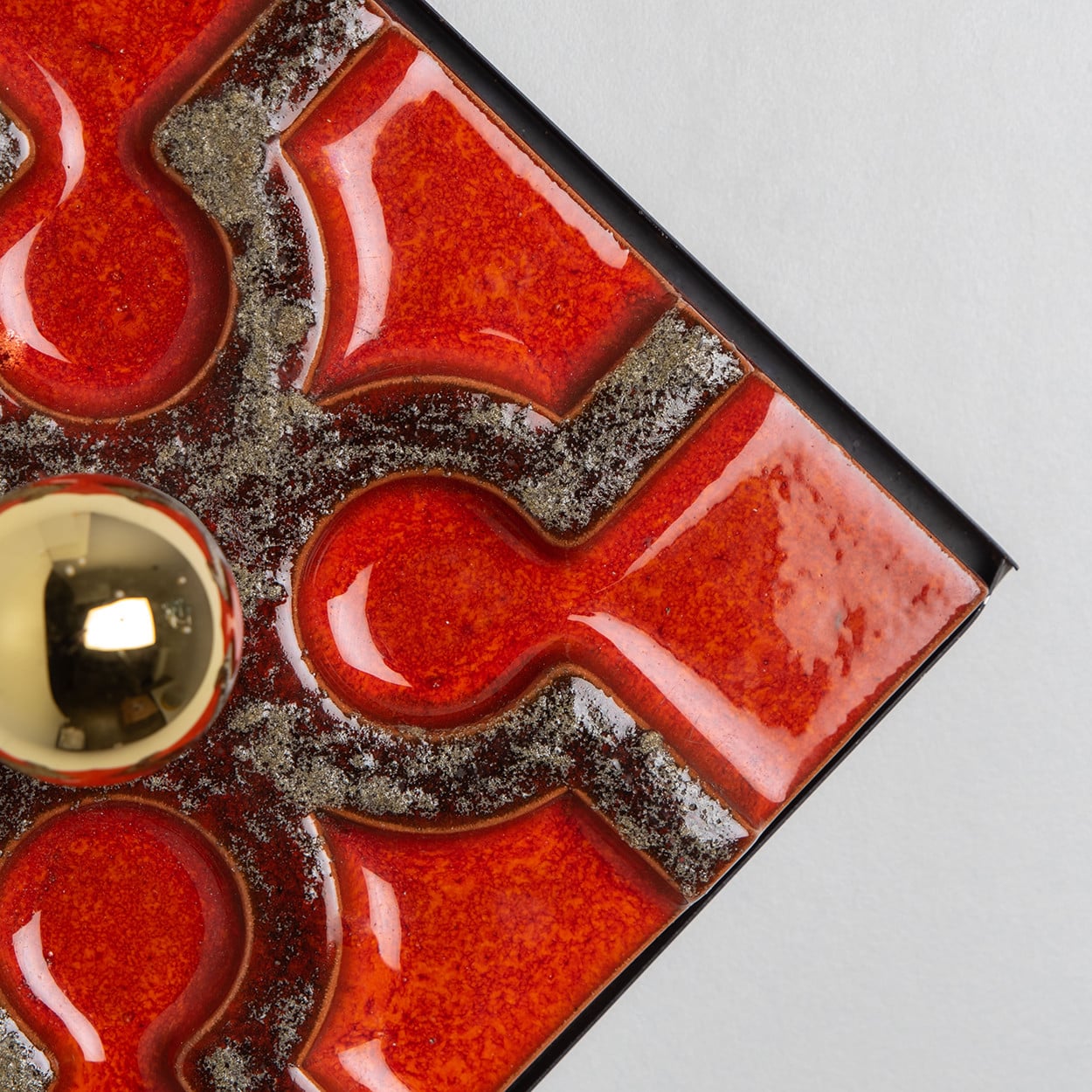 Fat Lava Brown and Red Ceramic Geometric Wall Light, West-Germany