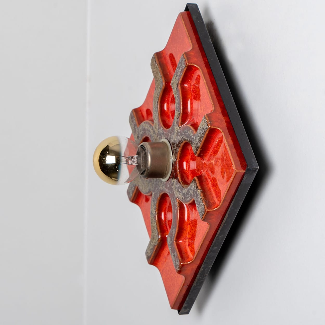 Fat Lava Brown and Red Ceramic Geometric Wall Light, West-Germany
