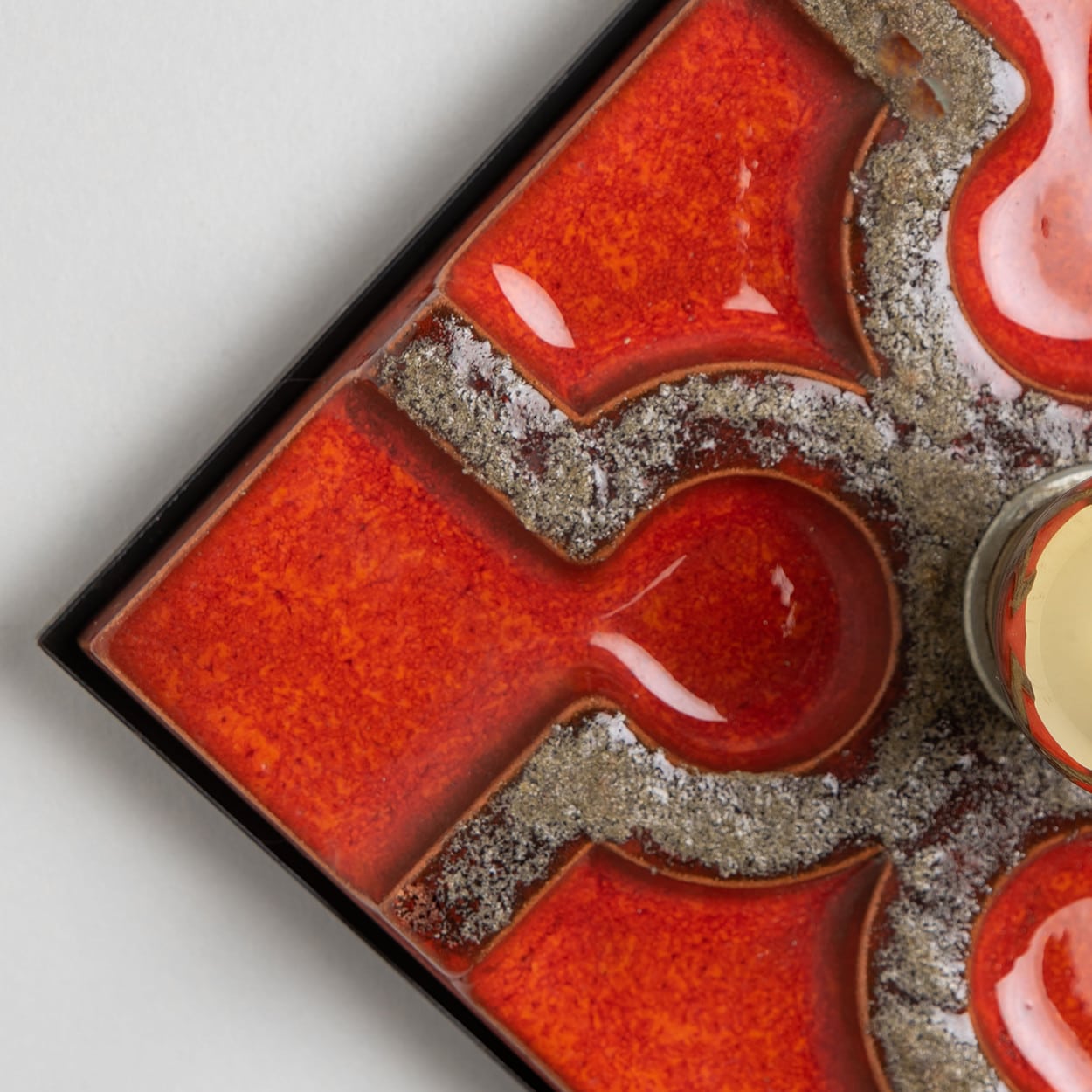 Fat Lava Brown and Red Ceramic Geometric Wall Light, West-Germany