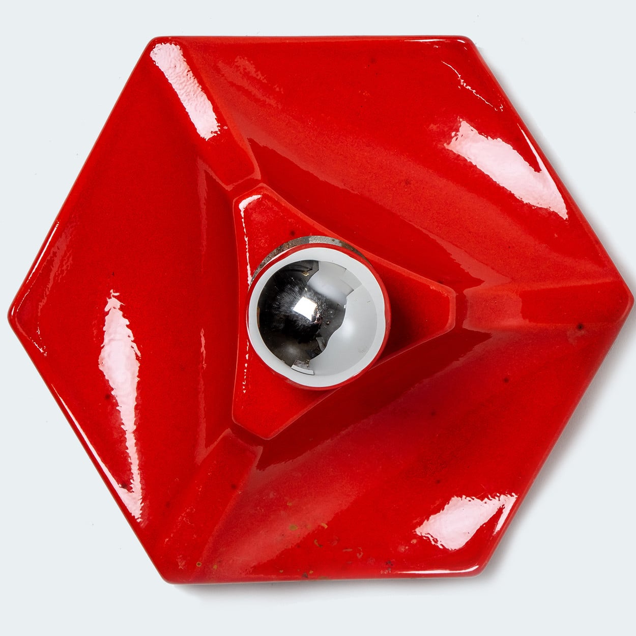 1 of the 4  Red Ceramic Wall Lights, West-Germany