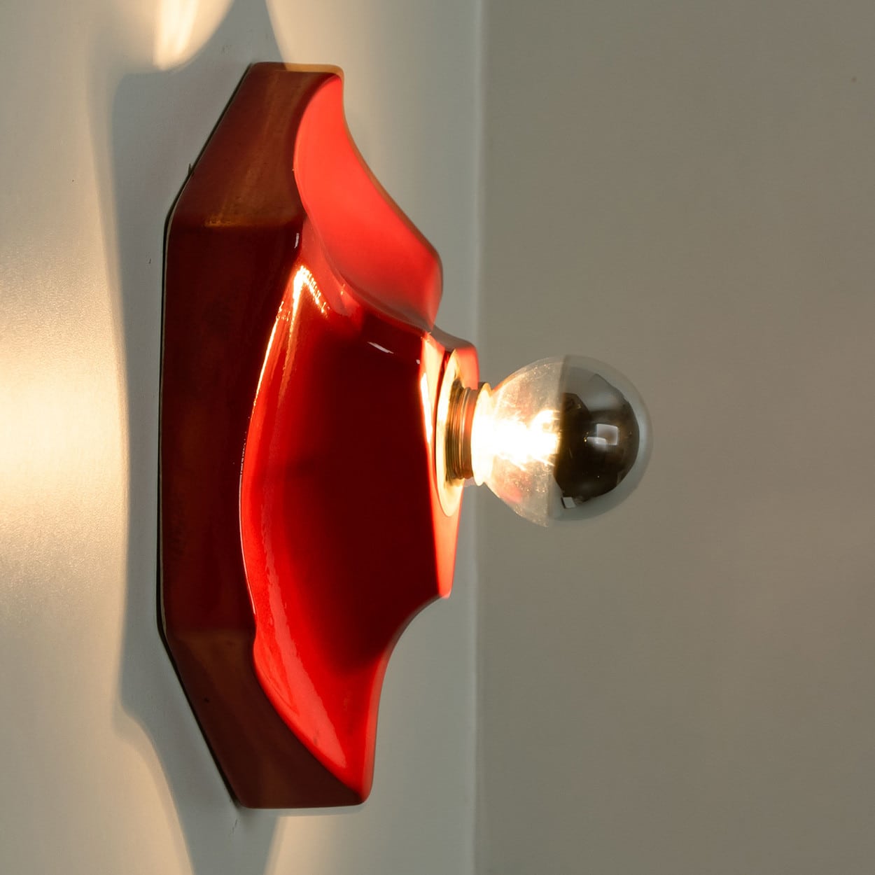 1 of the 4  Red Ceramic Wall Lights, West-Germany