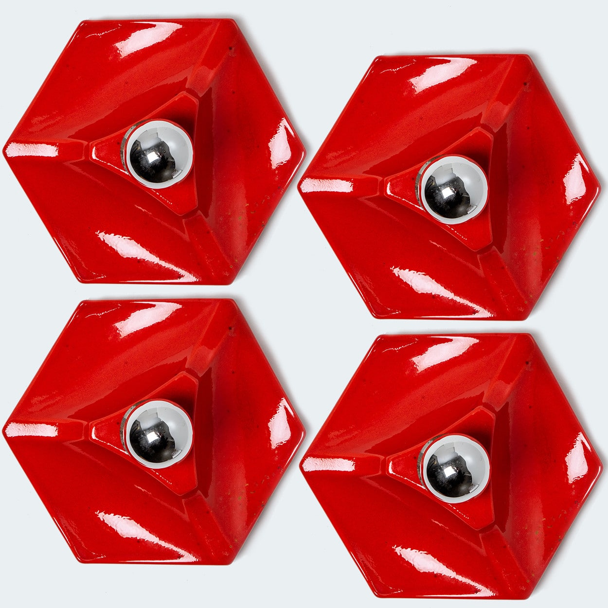1 of the 4  Red Ceramic Wall Lights, West-Germany