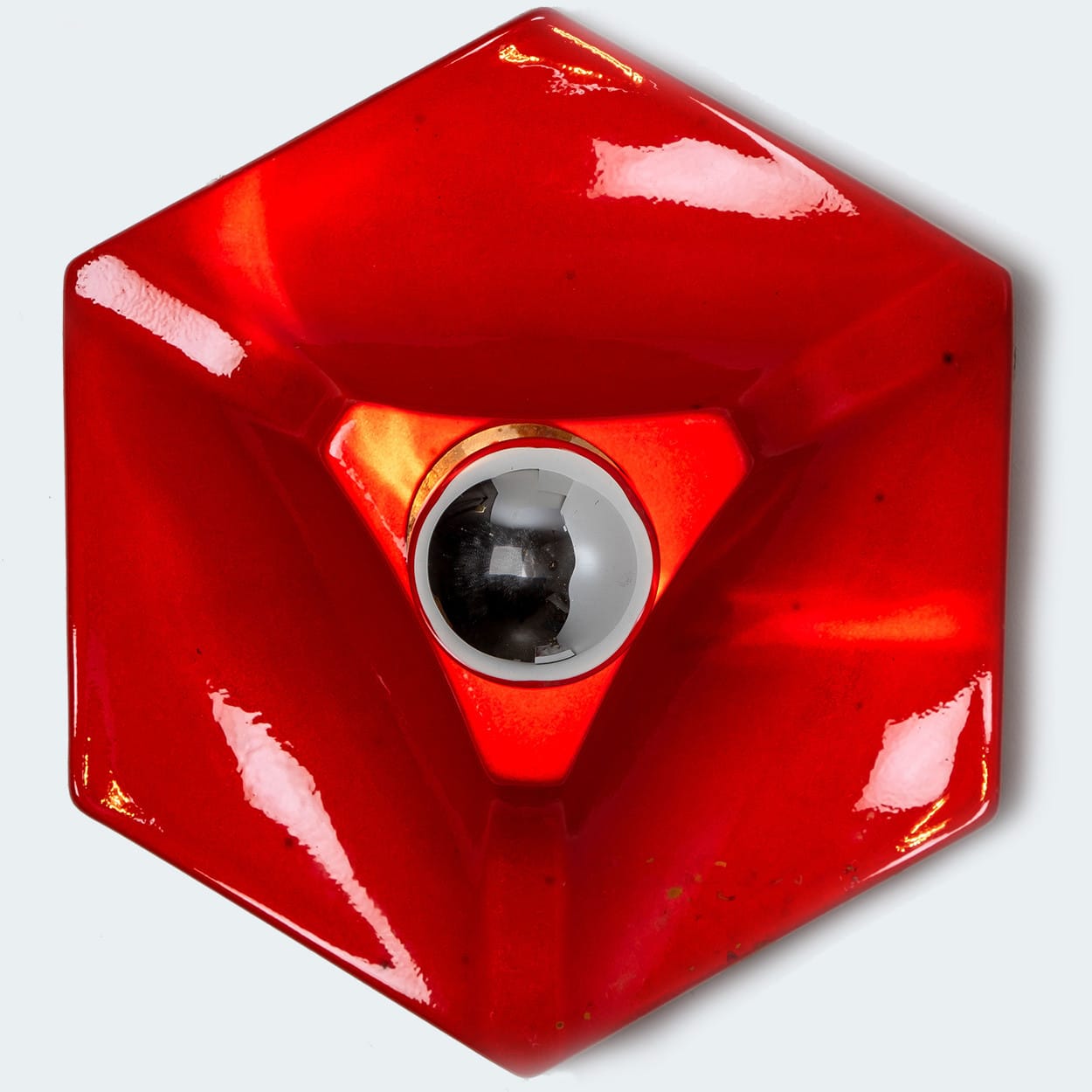 1 of the 4  Red Ceramic Wall Lights, West-Germany