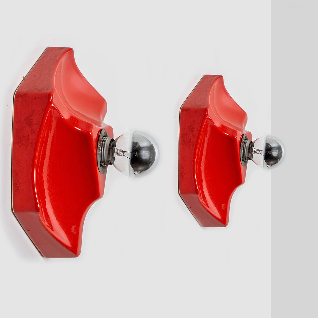 1 of the 4  Red Ceramic Wall Lights, West-Germany