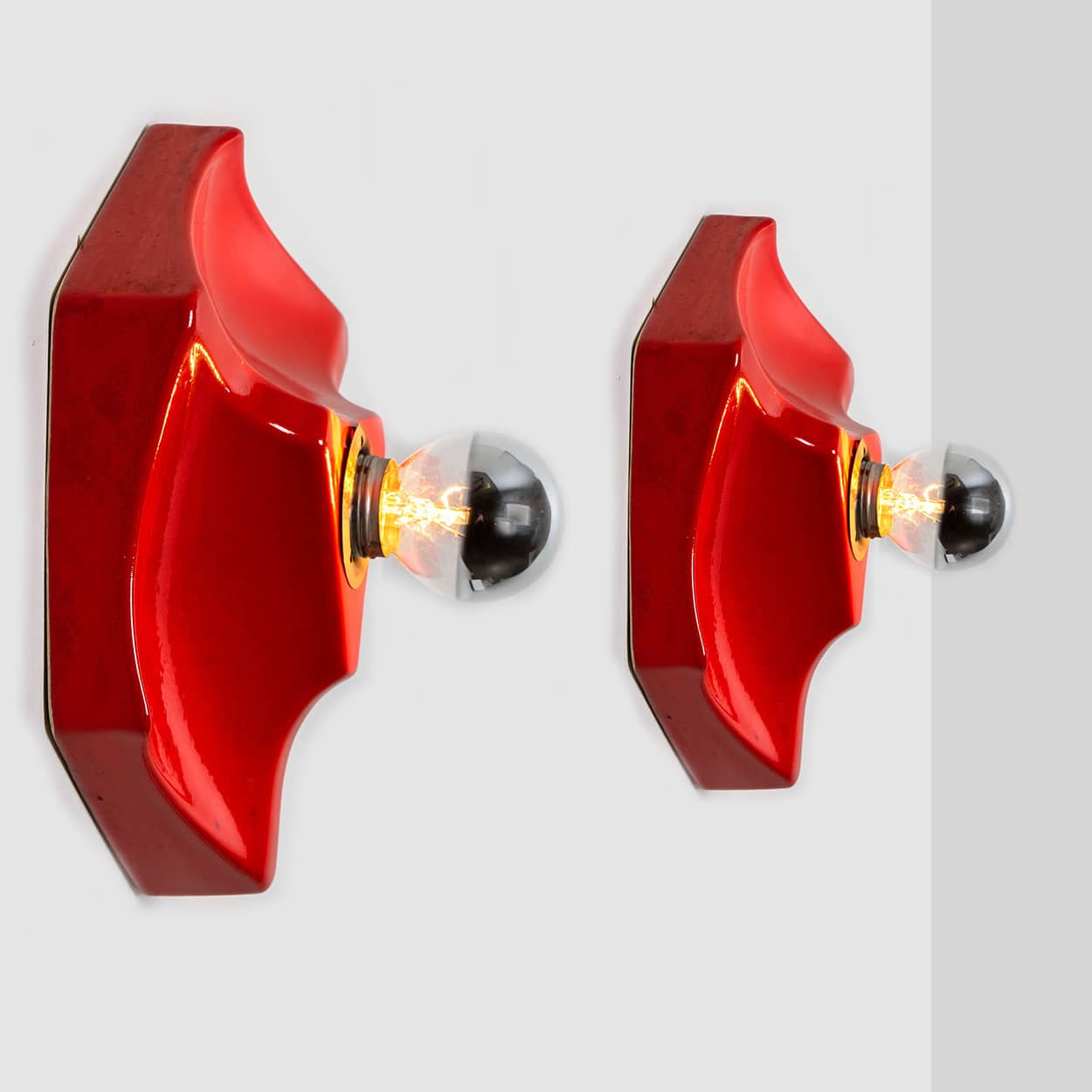1 of the 4  Red Ceramic Wall Lights, West-Germany
