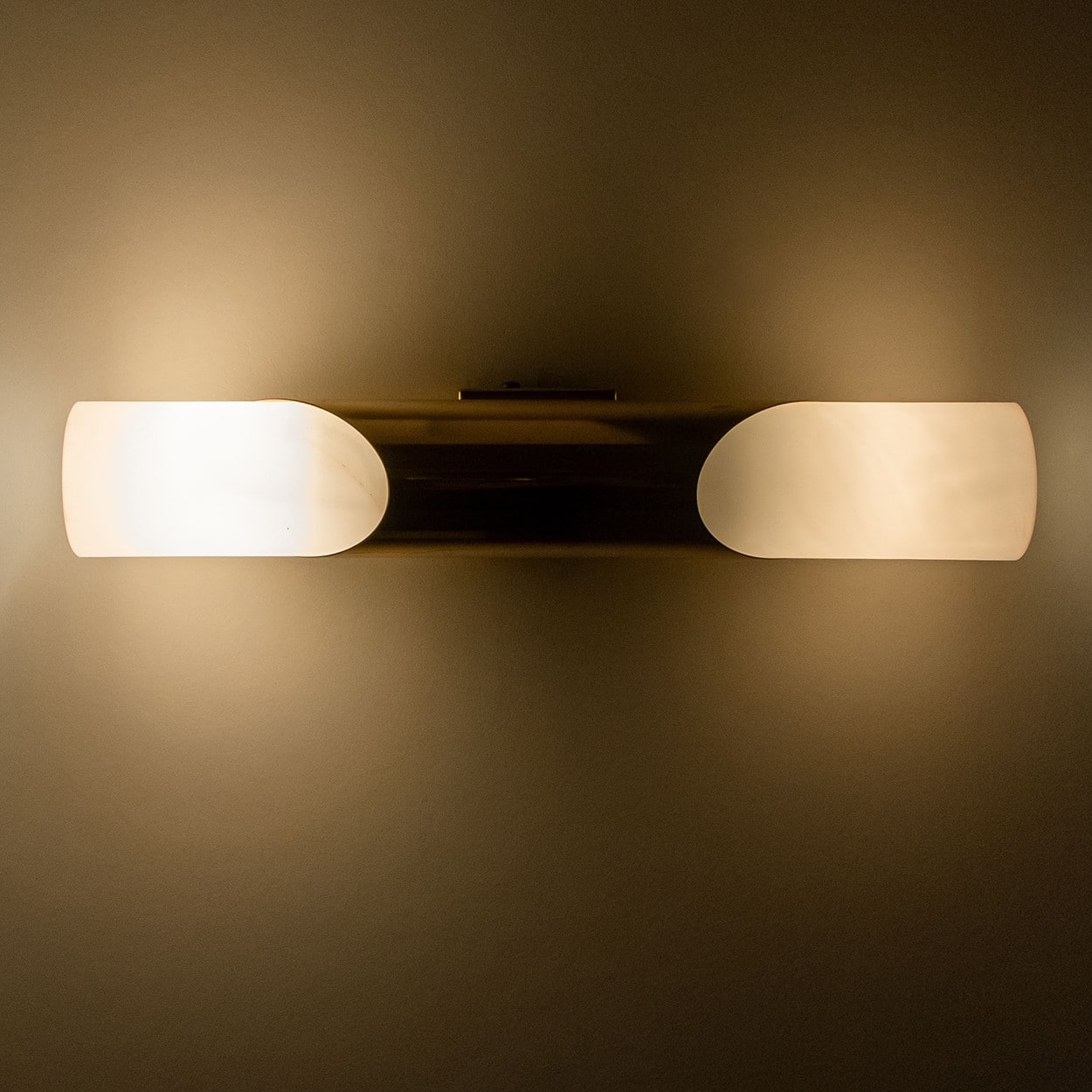 Milkglass and Brass Wall Sconces, 1970s