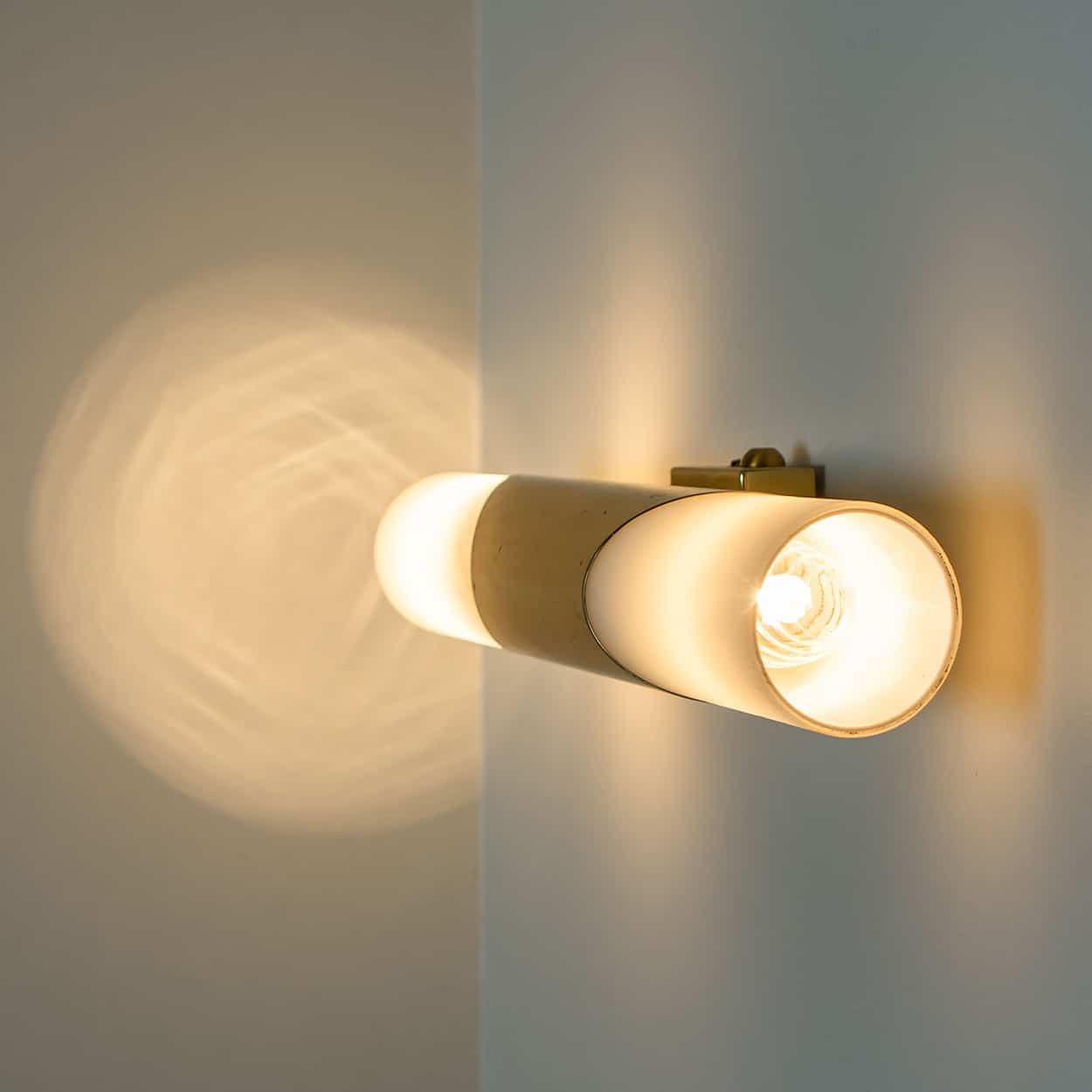 Milkglass and Brass Wall Sconces, 1970s