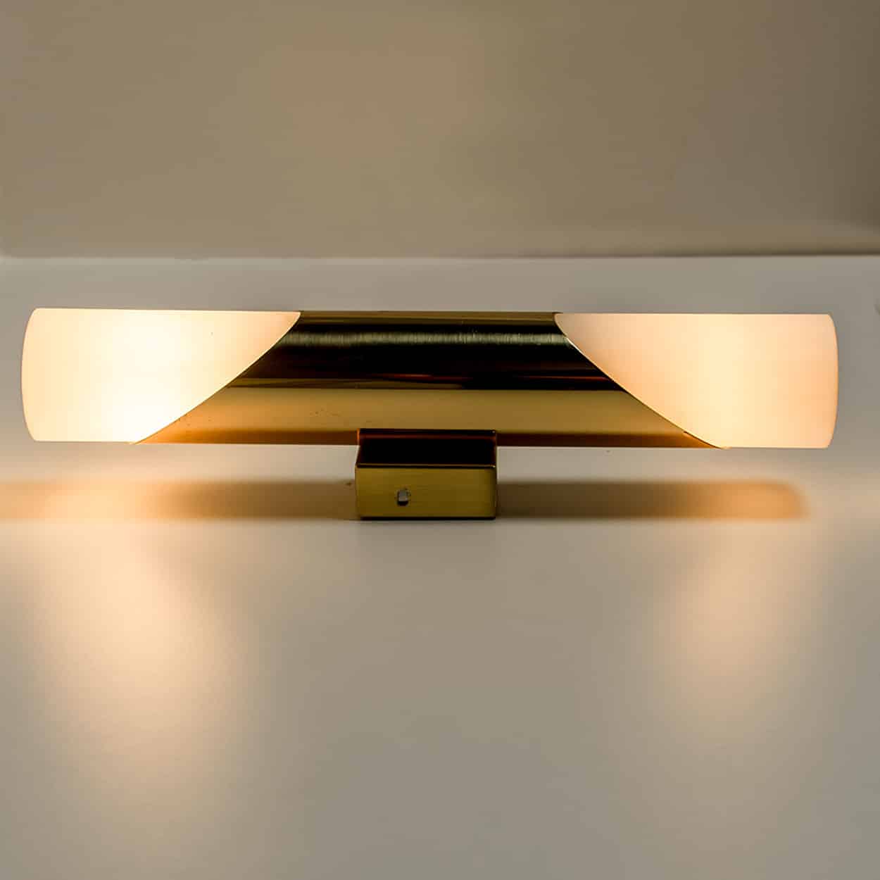 Milkglass and Brass Wall Sconces, 1970s