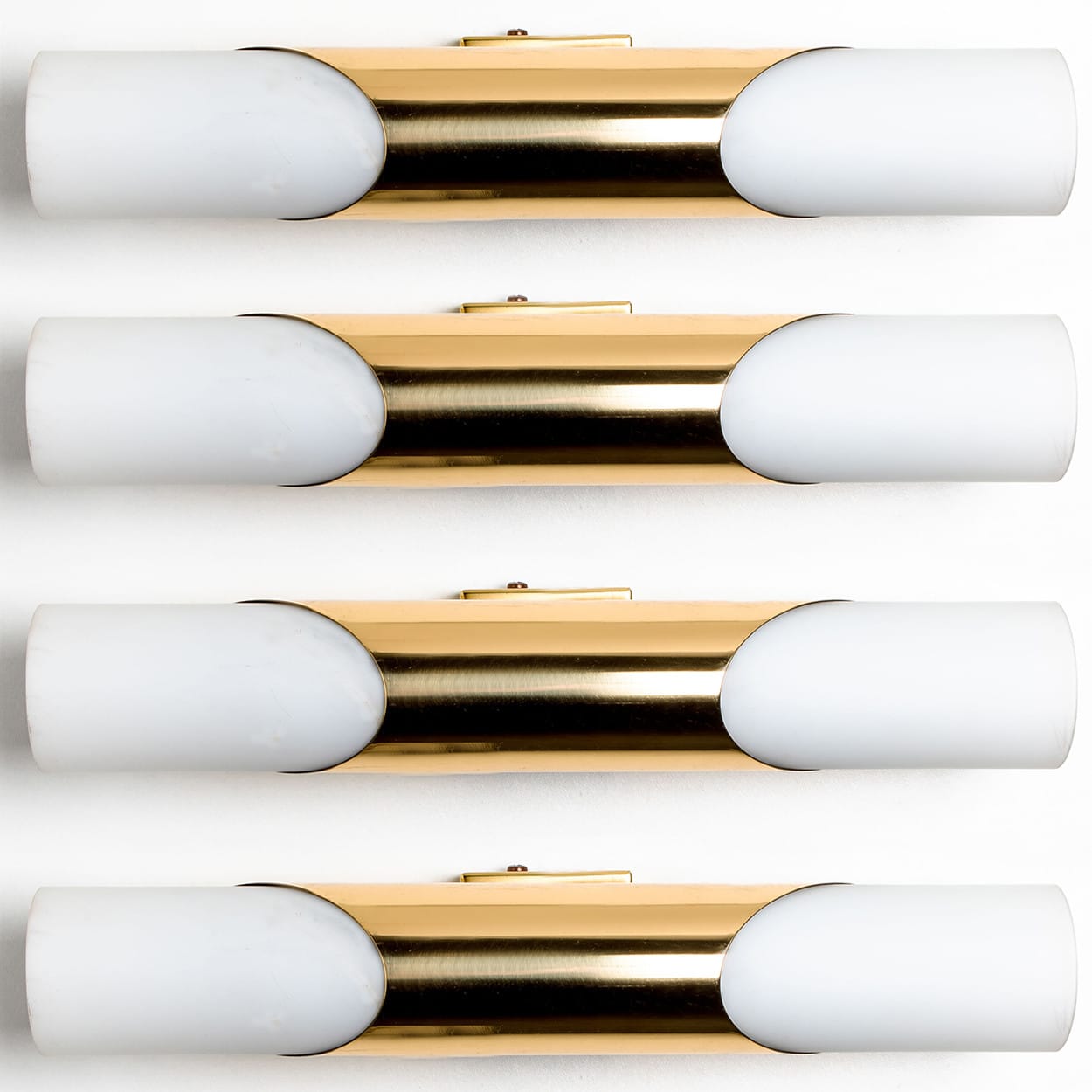 Milkglass and Brass Wall Sconces, 1970s