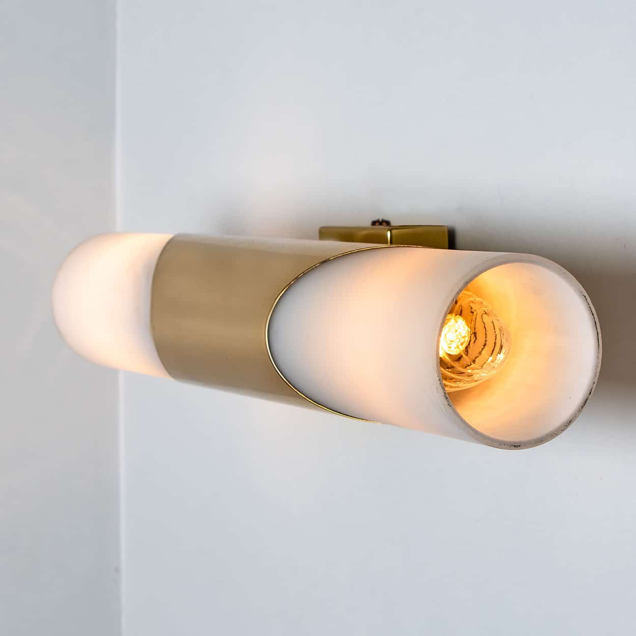 Milkglass and Brass Wall Sconces, 1970s