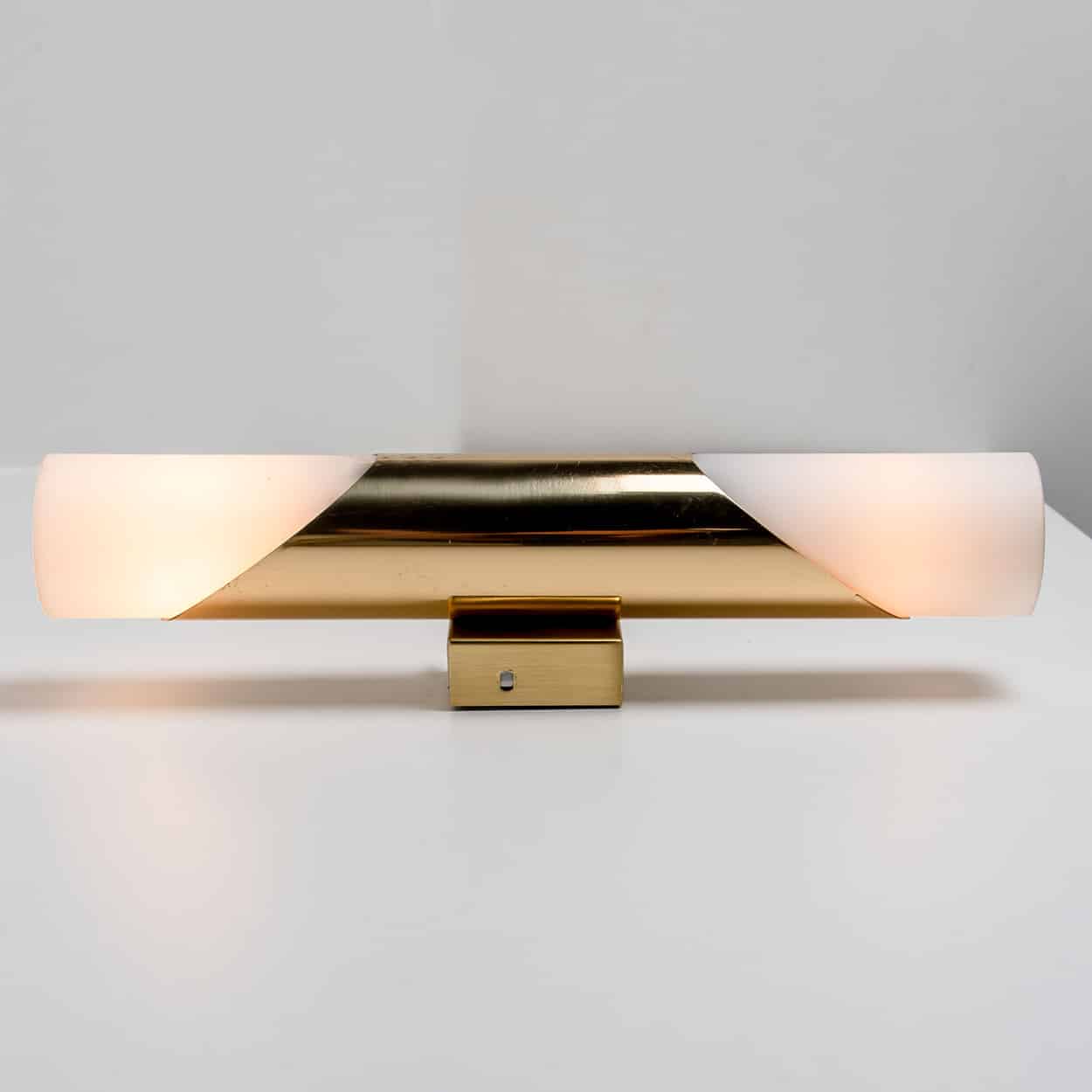 Milkglass and Brass Wall Sconces, 1970s