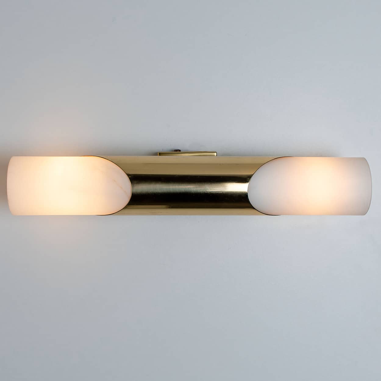 Milkglass and Brass Wall Sconces, 1970s