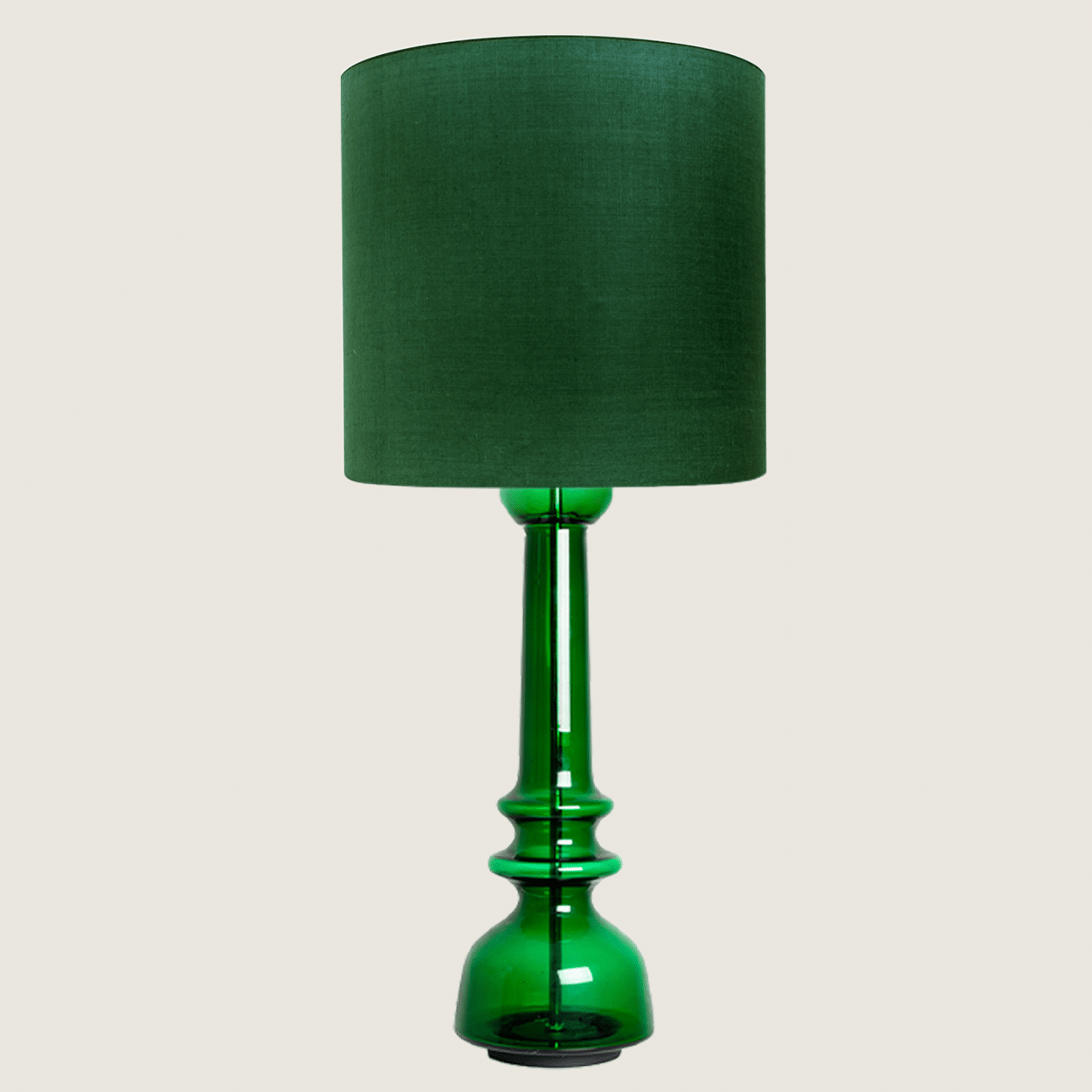 Green Glass Table Lamp With Handmade Shade by Doria Leuchten Germany