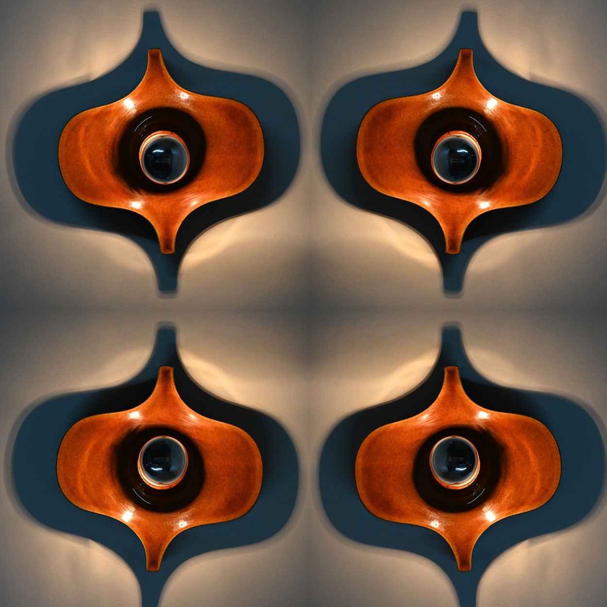 Pair of Fat Lava Brown Ceramic Wall Lights, Hustadt Keramik