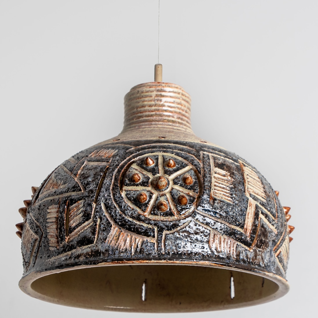 Several Blue Ceramic Pendant Lights, Denmark, 1970