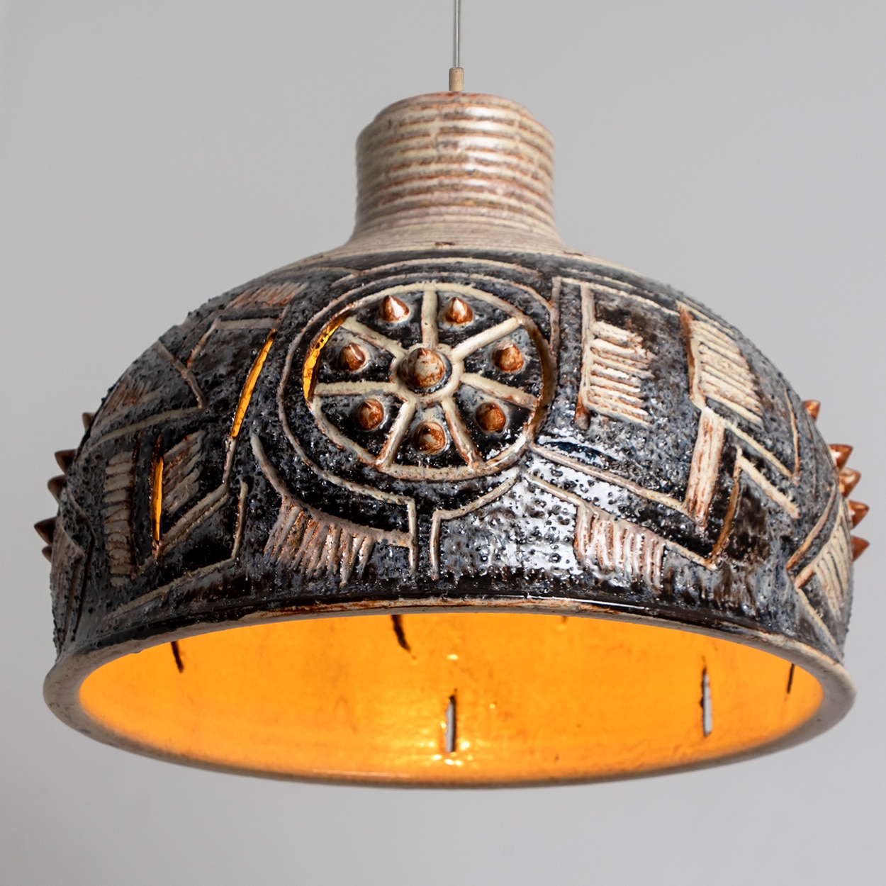 Several Blue Ceramic Pendant Lights, Denmark, 1970