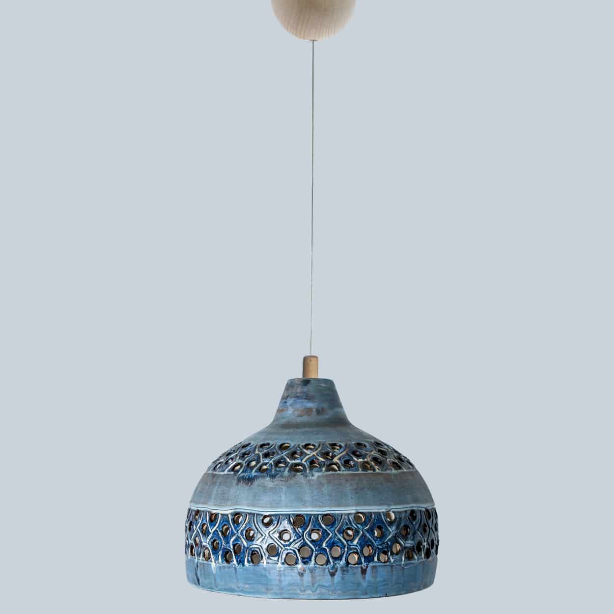 Several Blue Ceramic Pendant Lights, Denmark, 1970
