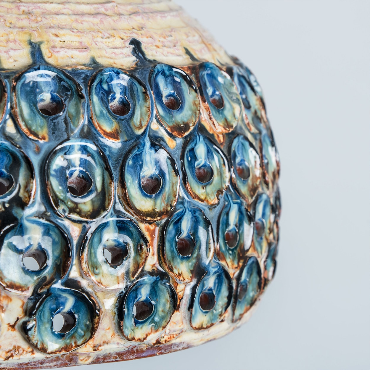 Several Blue Ceramic Pendant Lights, Denmark, 1970