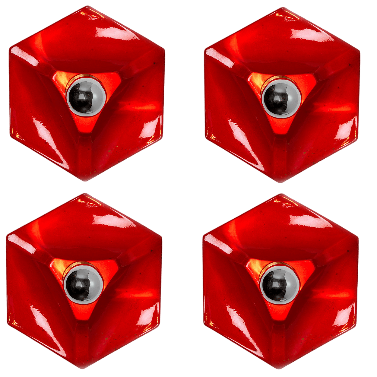 1 of the 4  Red Ceramic Wall Lights, West-Germany