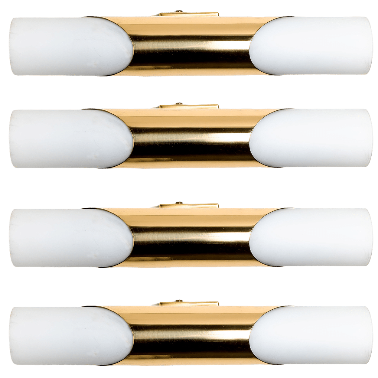 Milkglass and Brass Wall Sconces, 1970s