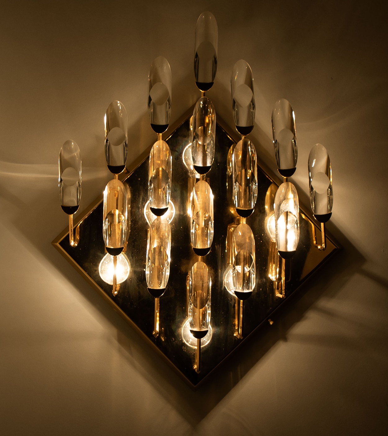 Crystal Gilded Brass Wall Light, Stilkronen, 1975