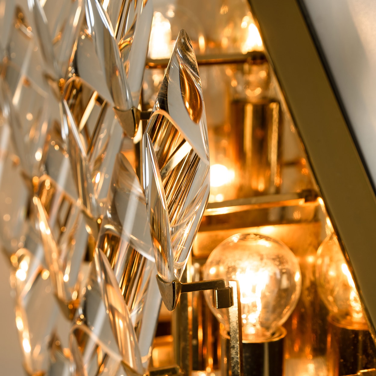 Crystal Gilded Brass Wall Light, Stilkronen, 1975