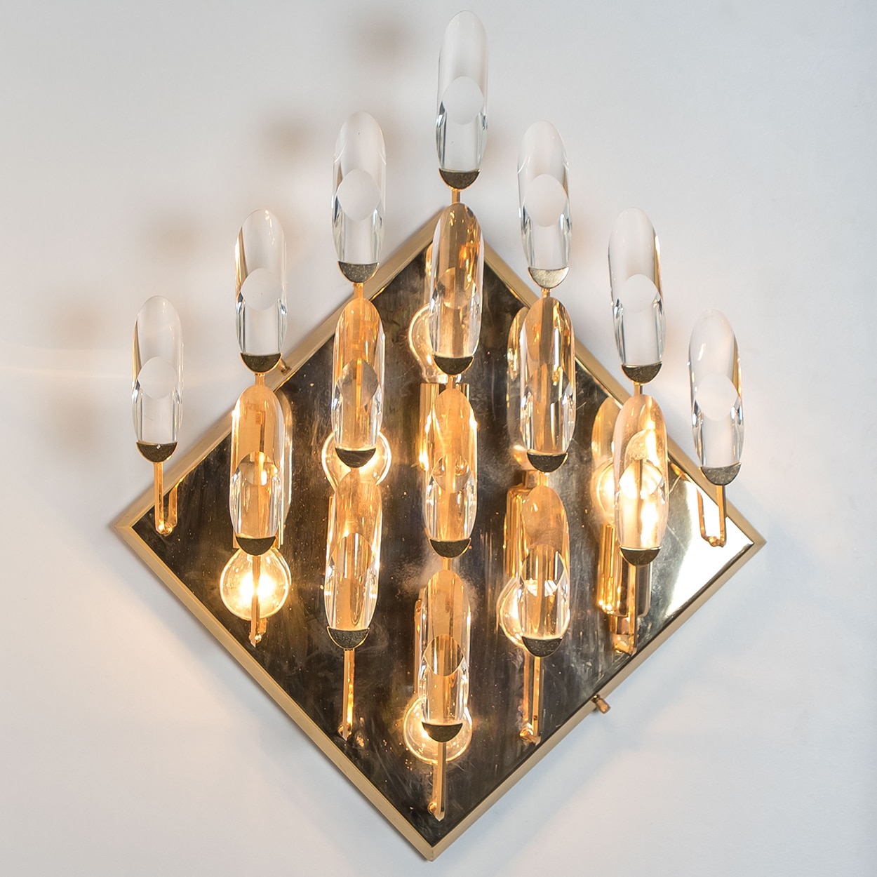Crystal Gilded Brass Wall Light, Stilkronen, 1975