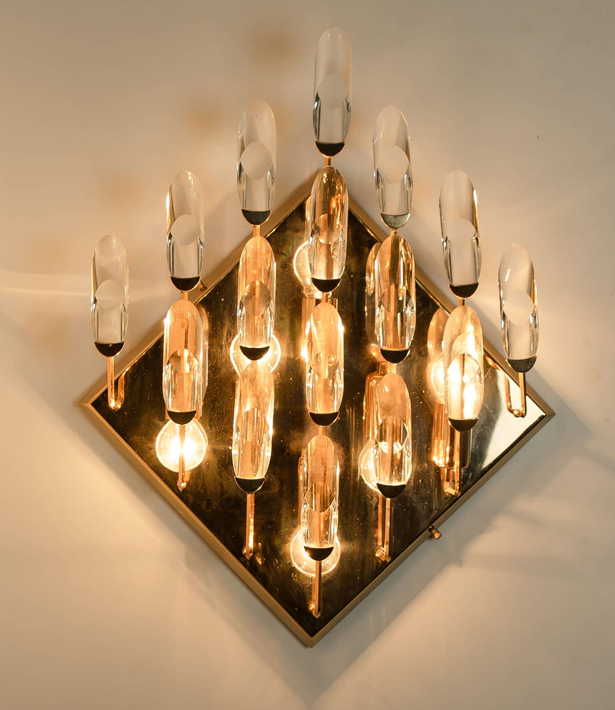 Crystal Gilded Brass Wall Light, Stilkronen, 1975