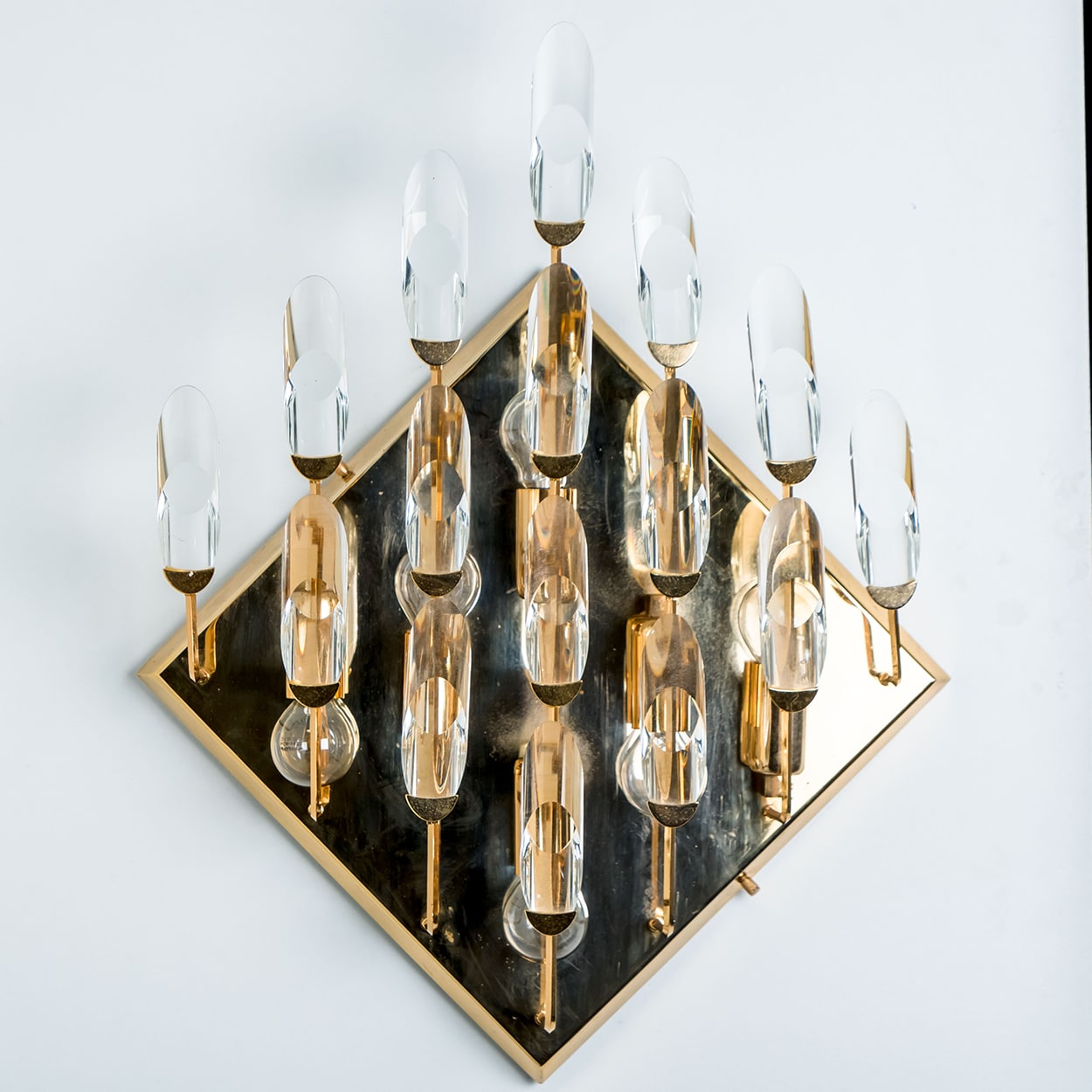 Crystal Gilded Brass Wall Light, Stilkronen, 1975